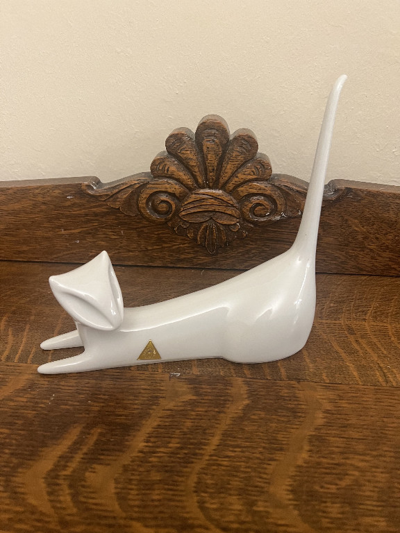 White porcelain cat figurine by Jaroslav Ježek for Royal Dux
