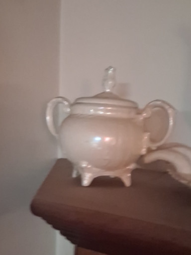 White ceramic footed sugar bowl with lid