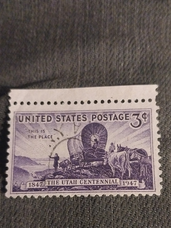 United States postage stamp titled 'The Utah Centennial' issued by the U.S. Post Office Department