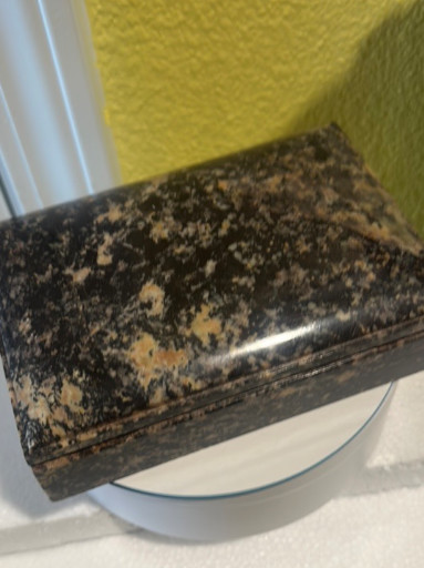 Granite stone trinket box with hinged lid