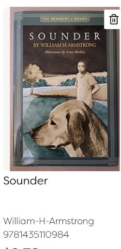 First edition hardcover book titled 'Sounder' by William H. Armstrong, illustrated by James Barkley, published by Harper & Row (The Newbery Library)