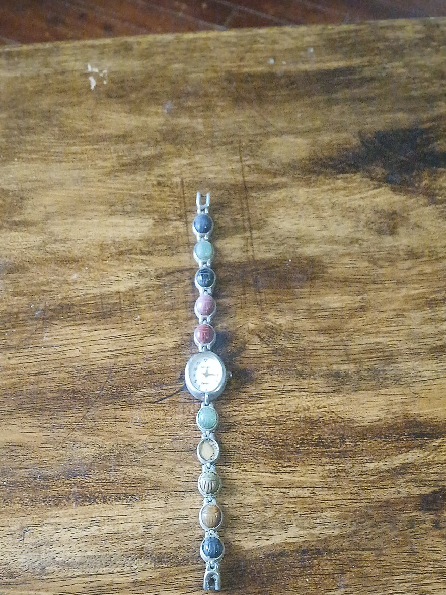 Sterling silver scarab bracelet watch