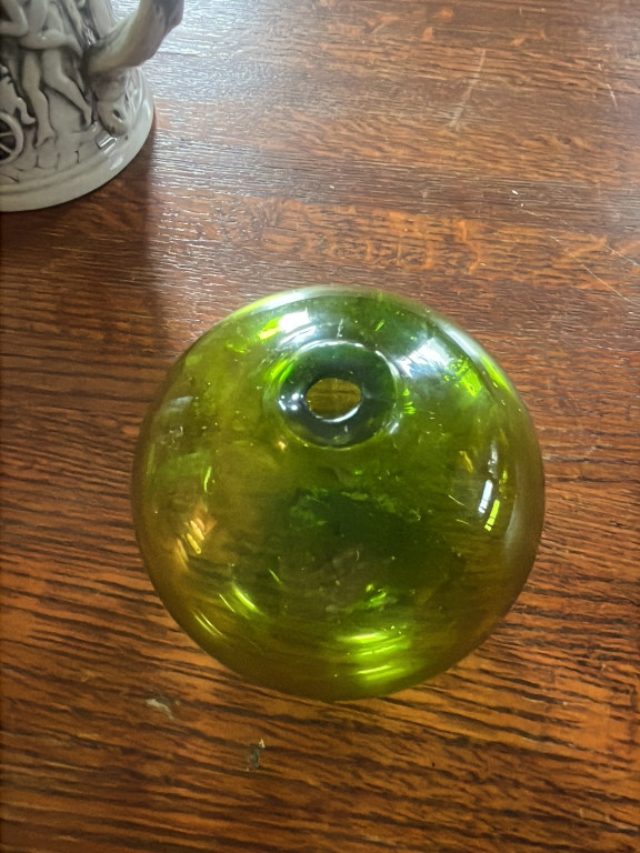 Green glass Japanese fishing float