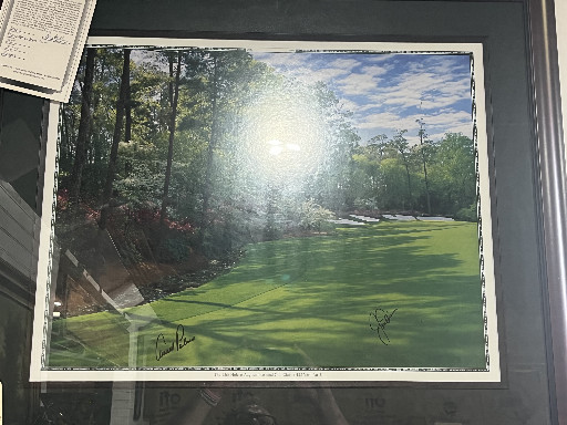 Framed print depicting the 12th hole 'Golden Bell' at Augusta National Golf Club