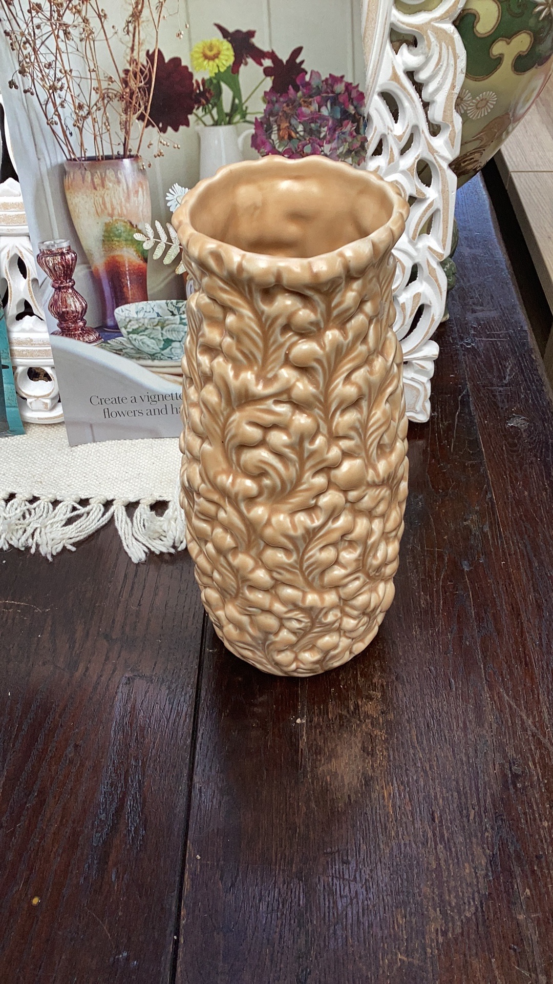 Ceramic vase with 'Oak Leaf' design by SylvaC England