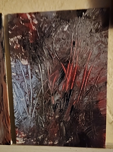 Abstract oil painting with textured impasto technique