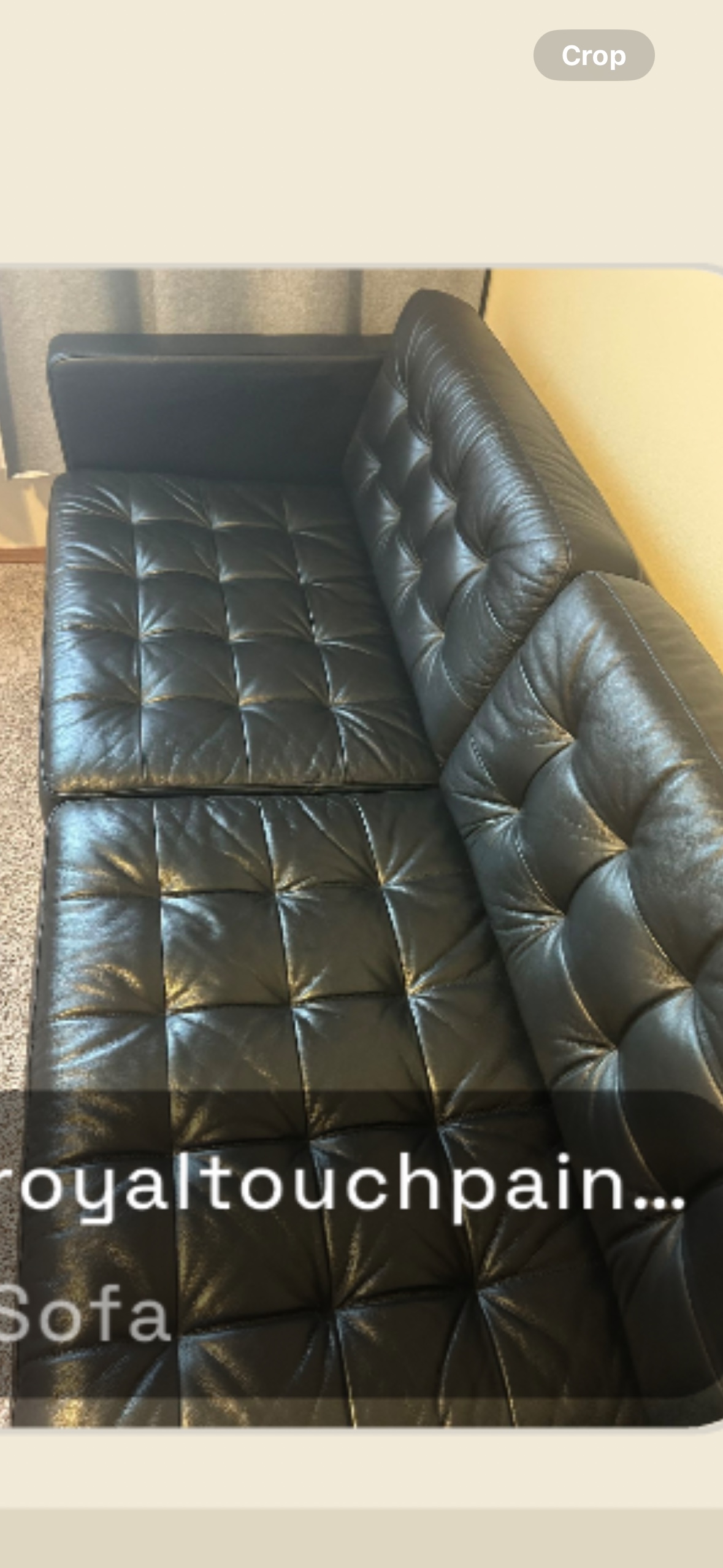 Black leather tufted sectional sofa