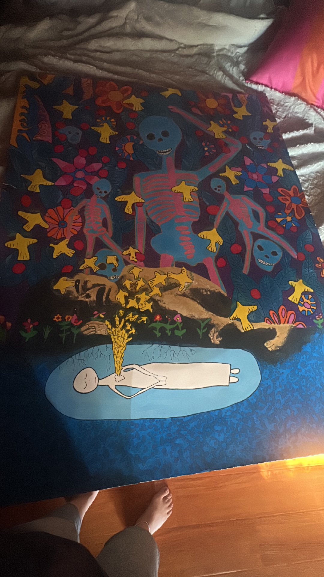 Pintura acrílica titulada 'Día de los Muertos' por Gary John