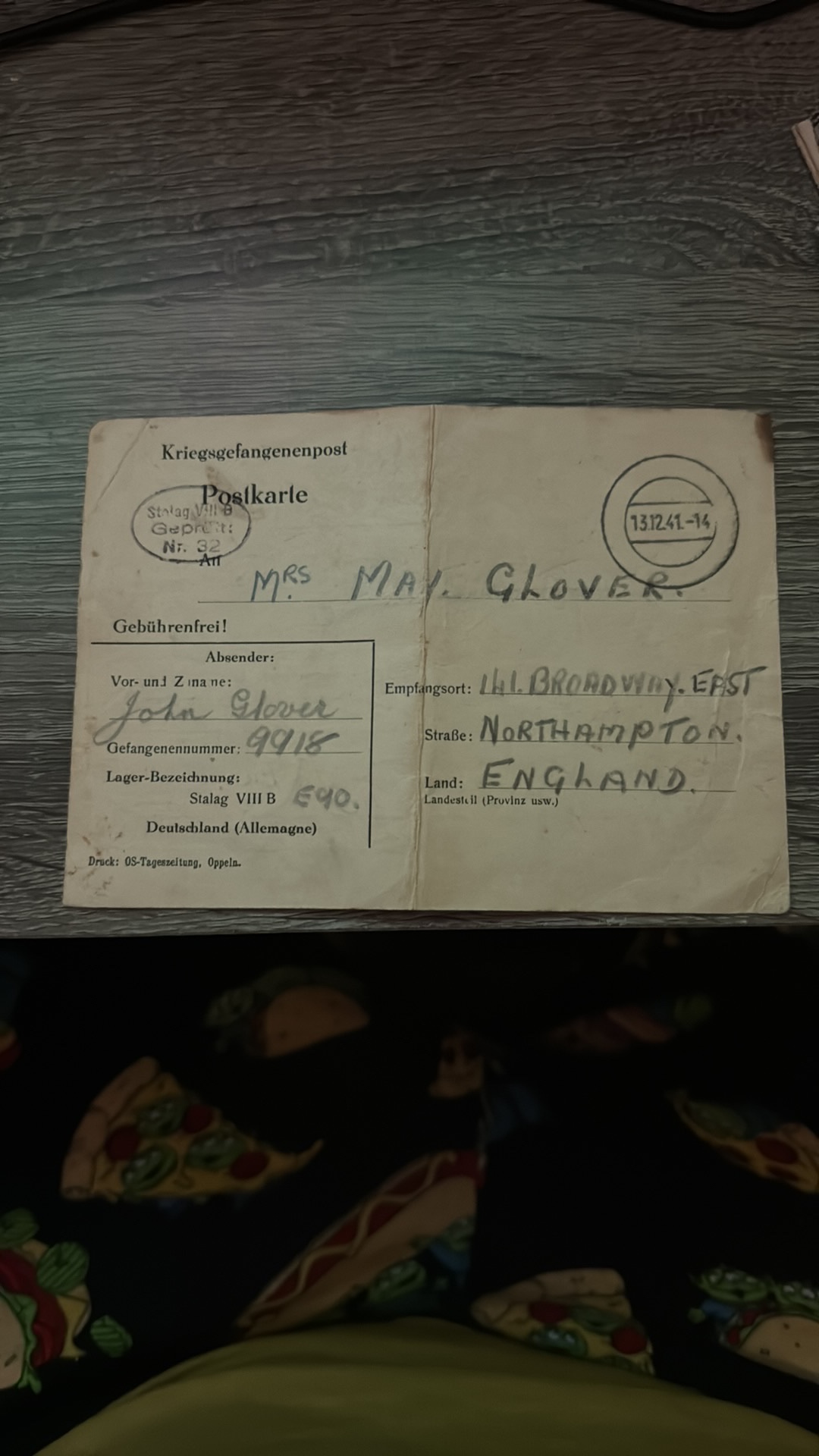 World War II German POW camp postcard from Stalag VIII B