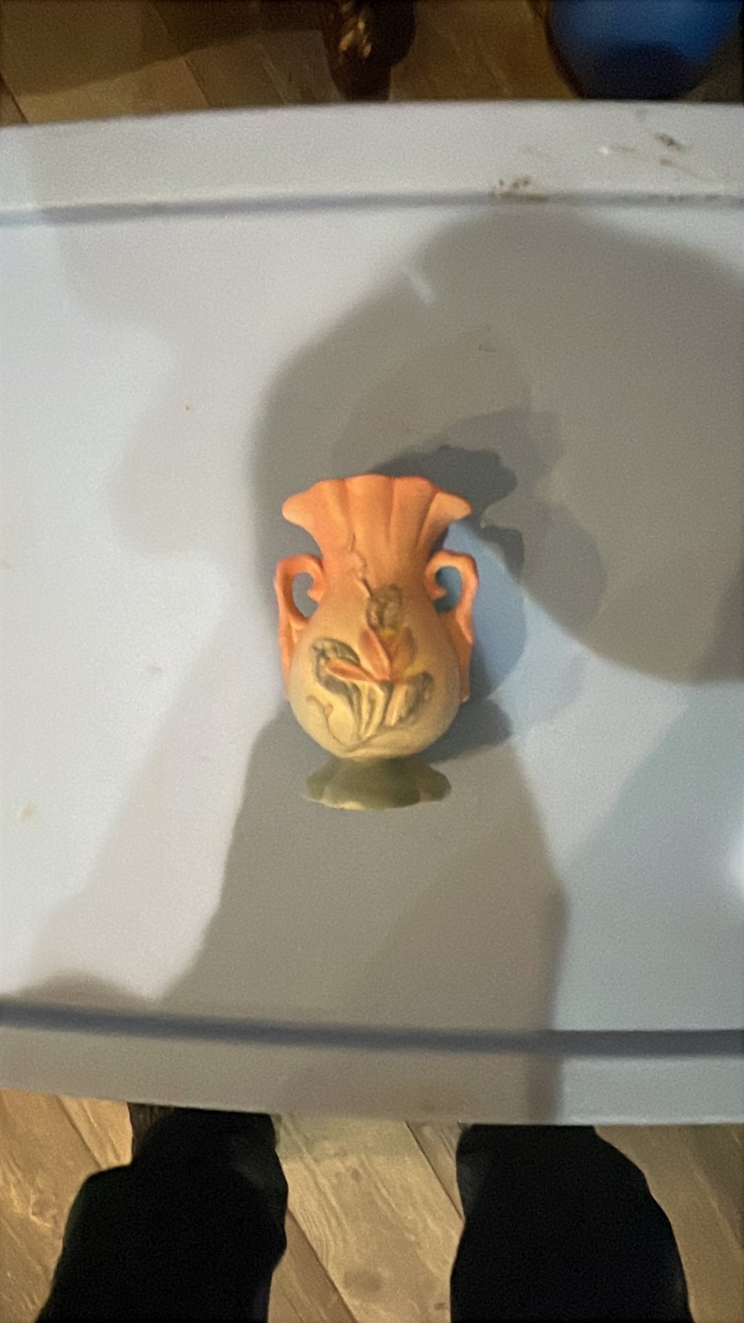 Ceramic vase with floral pattern by Hull Pottery