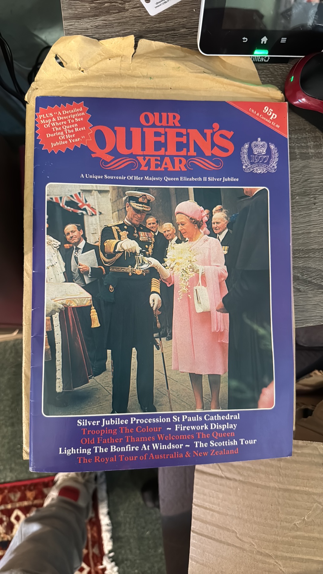 Commemorative magazine titled 'Our Queen's Year' for Queen Elizabeth II's Silver Jubilee