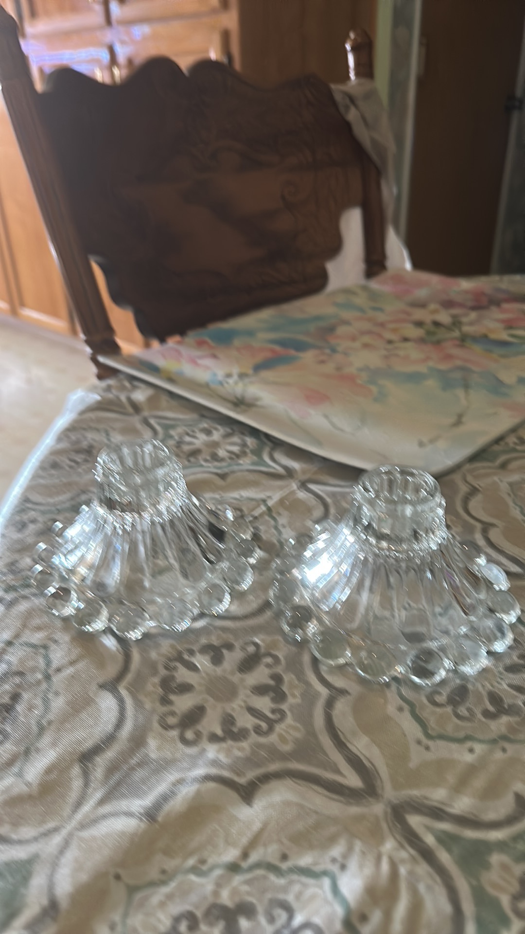Glass candlestick holders titled 'Boopie' by Anchor Hocking