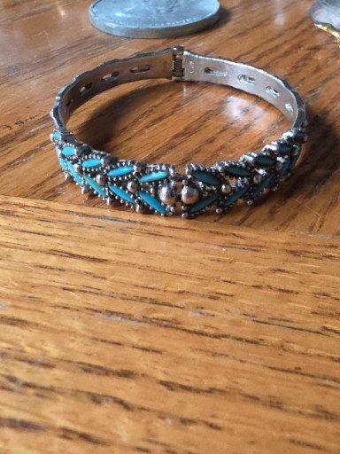 Sterling silver bracelet with turquoise stones in Southwestern Native American style
