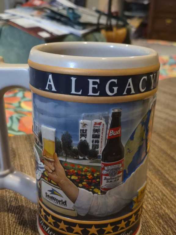 Ceramic beer stein titled 'A Legacy of Quality' by Anheuser-Busch