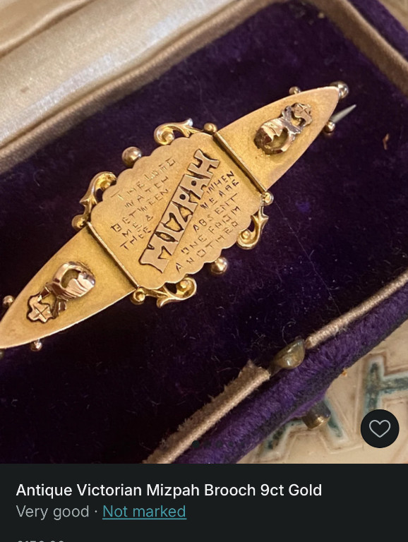 9ct gold Victorian Mizpah brooch