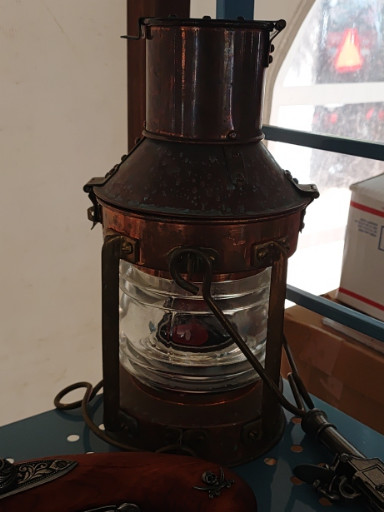 Copper and brass nautical ship lantern, electrified