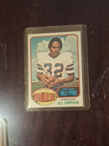 1976 Topps football card #300 featuring O.J. Simpson