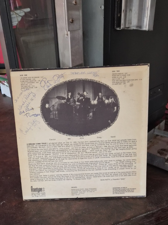 Signed vinyl record album titled 'A Dream Come True' by a folk or traditional music ensemble