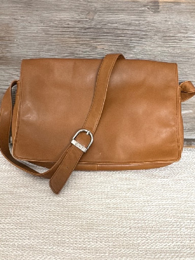 Tan leather crossbody messenger bag