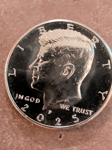 Clad Kennedy Half Dollar dated 2025-P minted by the United States Mint