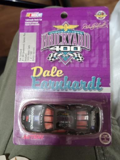 Die-cast NASCAR model car, Dale Earnhardt #3 Goodwrench Service Plus Brickyard 400 commemorative edition by Action/Revell, 1:64 scale