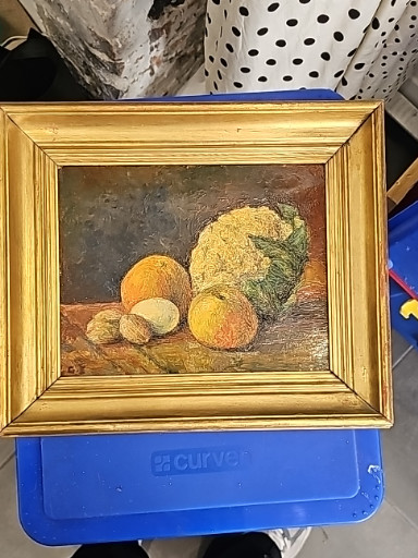 Peinture à l'huile sur toile représentant une nature morte aux fruits, attribuée à G. Millet