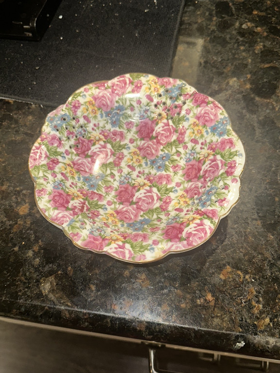 Porcelain chintz plate with floral pattern by Royal Winton Grimwades