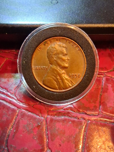 1958 Lincoln Wheat Cent penny with possible doubled die obverse (DDO)
