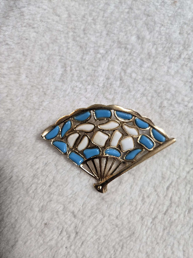 Enamel and metal fan-shaped brooch from Trifari's 'Modern Mosaics' collection