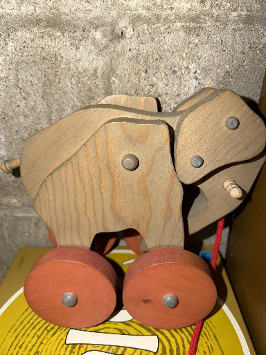 Wooden pull-along elephant toy
