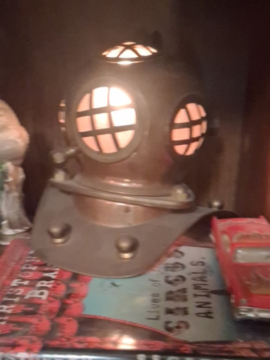 Brass and copper diving helmet lamp