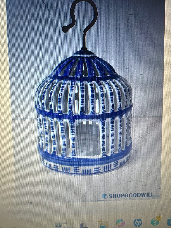 Blue and white porcelain decorative bird cage