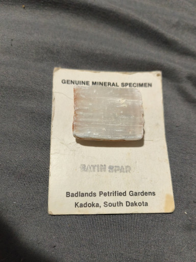 Satin spar selenite mineral specimen from Badlands Petrified Gardens, Kadoka, South Dakota