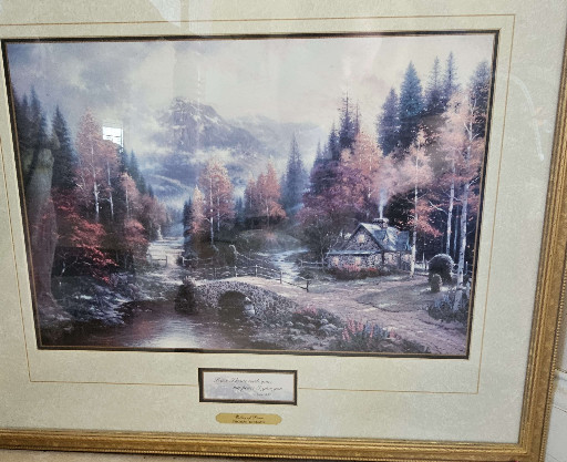 Framed print titled 'The Valley of Peace' by Thomas Kinkade