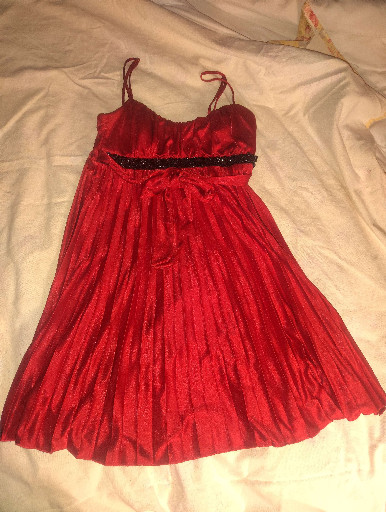 Red satin empire waist party dress by Speechless
