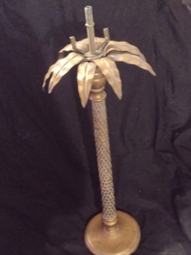 Brass palm tree lamp base or candlestick holder