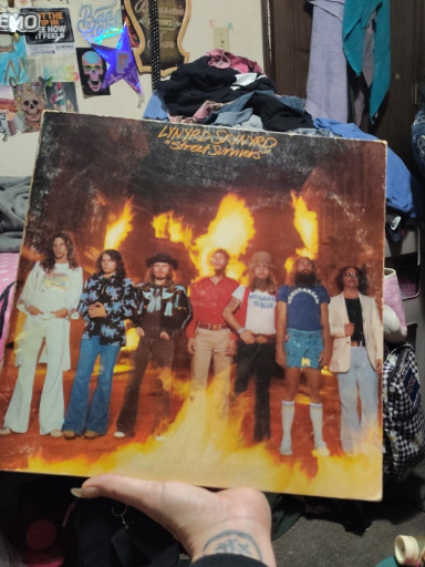 Vinyl LP album 'Street Survivors' by Lynyrd Skynyrd, original banned flame cover