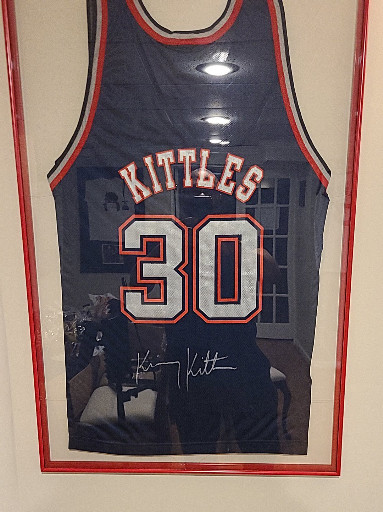 Framed and autographed Champion NBA New Jersey Nets Kerry Kittles #30 jersey