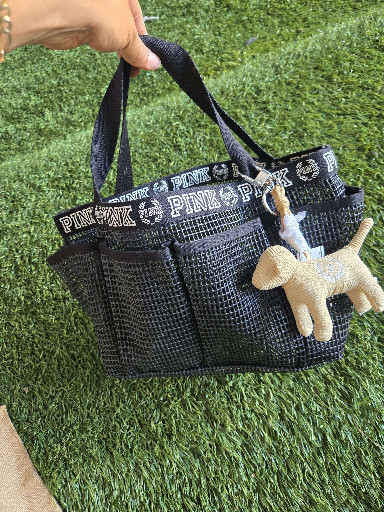 Victoria's Secret PINK mesh tote bag with dog charm