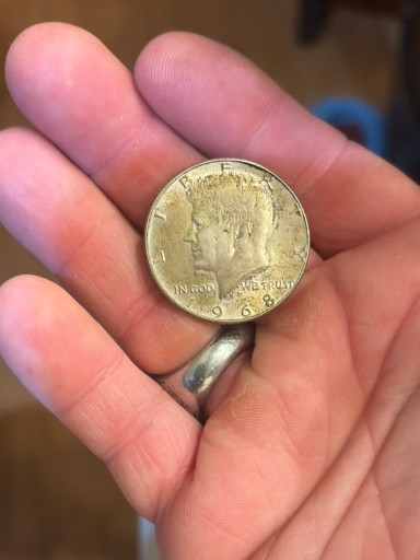 1968-D Kennedy Half Dollar with possible grease strike error