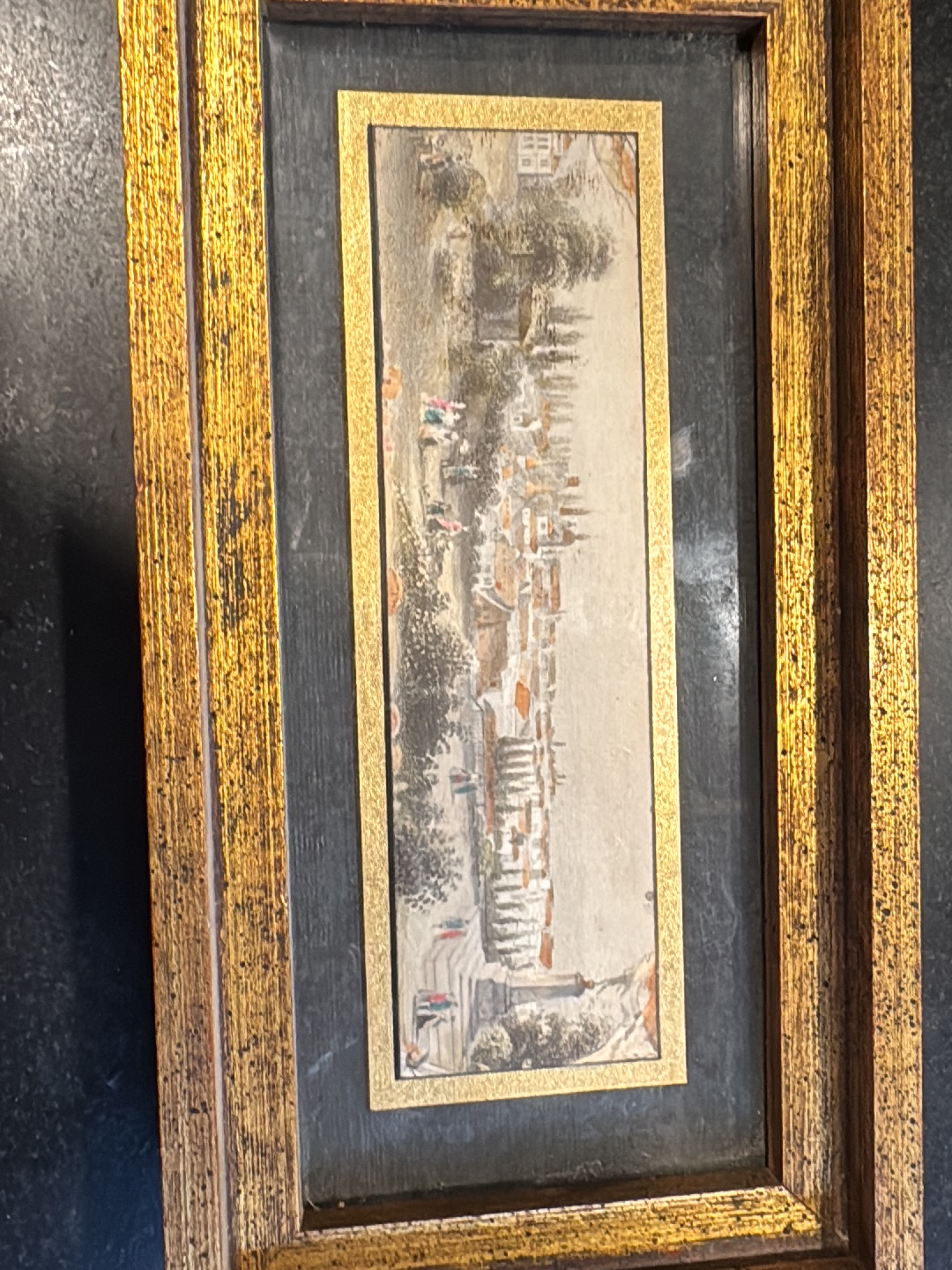 Framed Japanese silk embroidery depicting a landscape scene