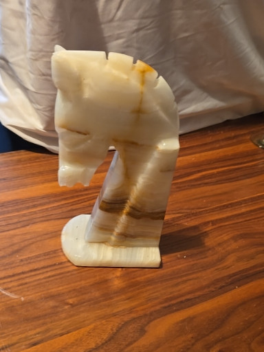 2 Carved onyx horse head bookends