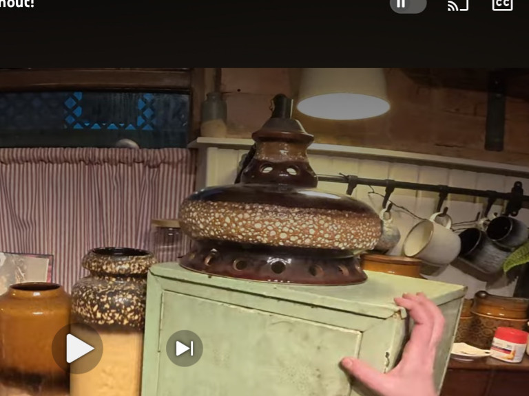 Ceramic pendant lamp with Fat Lava glaze, likely from West Germany