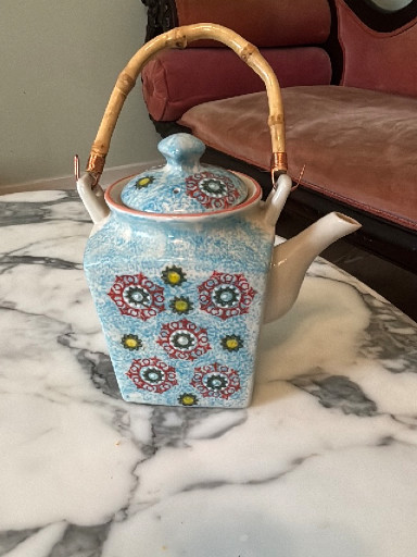 Ceramic teapot with bamboo handle by Miyabi Yokohama