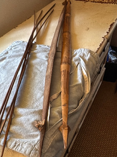 Indigenous fishing spears or harpoons, likely Northwest Coast or Inuit origin