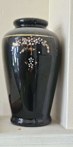Japanese cloisonné enamel vase with cherry blossom and bird decoration, Meiji period