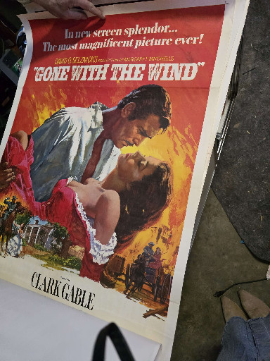Paper movie poster for 'Gone with the Wind' (1970 re-release)