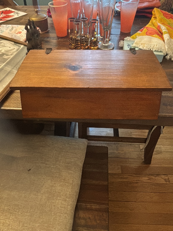 Wooden lap desk or writing box with single drawer