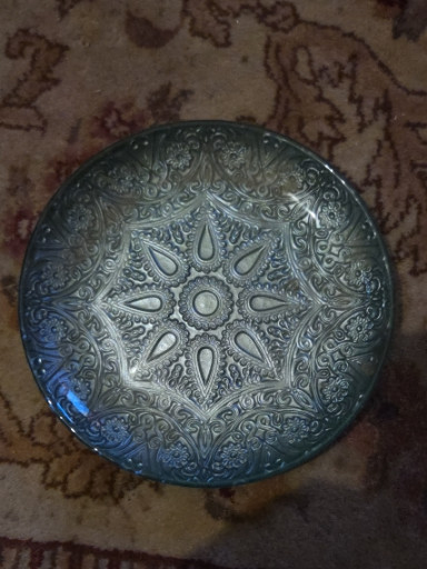 Hand-engraved brass decorative tray with Moorish star pattern