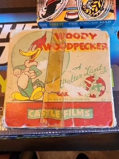 Castle Films 8mm film reel titled 'Woody Woodpecker' by Walter Lantz